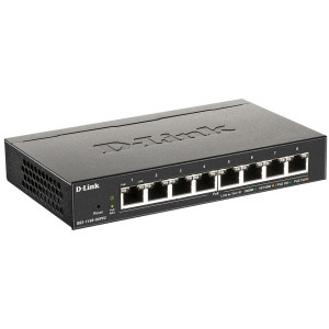 D-Link DGS-1100-08PV2 8-Port Managed Gigabit Ethernet PoE+ Switch, fanless, desktop